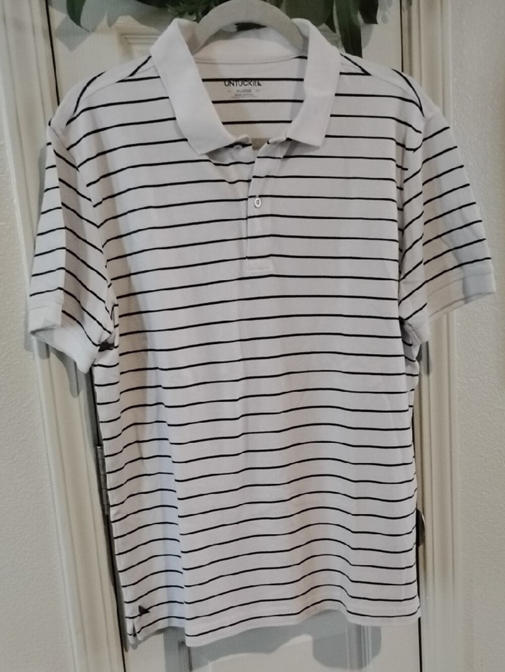UNTUCKit White Polo with Black Stripe Details